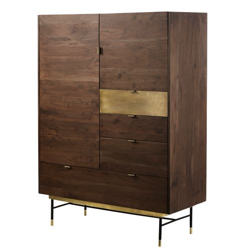 Armoire 2 portes 3 tiroirs en acacia et métal Sterling Maisons du Monde