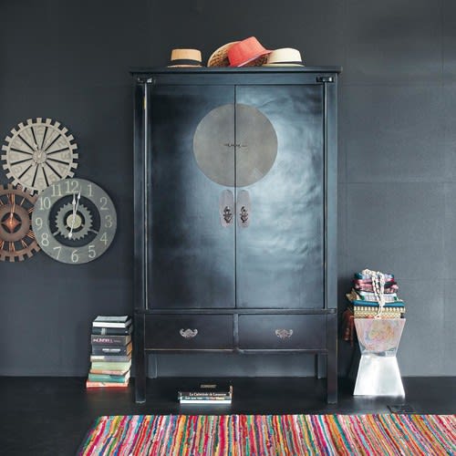 Armoire en bois noir L 117 cm Shanghaï Maisons du Monde