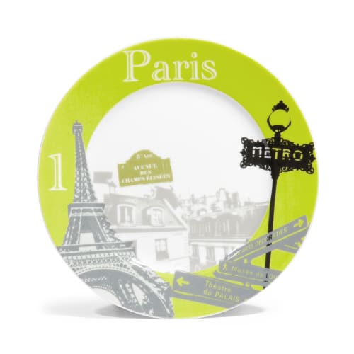 Assiette Creuse En Gres Imprime Traits Bleus Ischia Maisons Du Monde