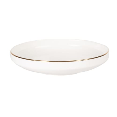 Déco Déco Table de Noël | Assiette creuse en porcelaine blanche et dorée - TH00808
