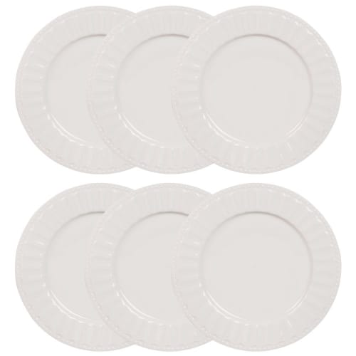 Assiette plate en porcelaine blanche  - Lot de 6