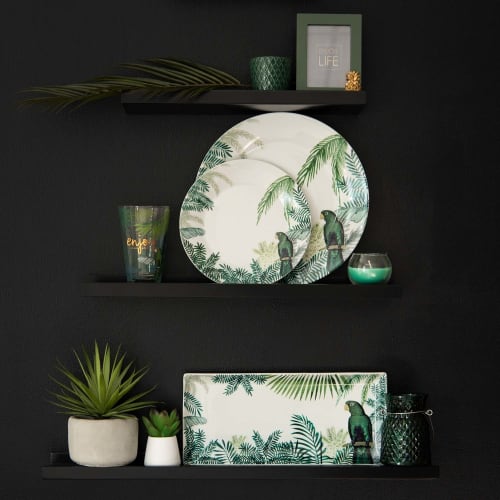 Assiette plate en porcelaine imprimé tropical Perroquet ...