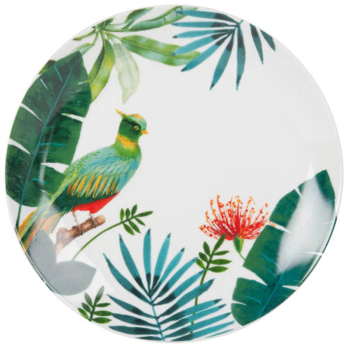 Assiette Plate En Porcelaine Imprimé Tropical Tropical Bird Maisons Du Monde 