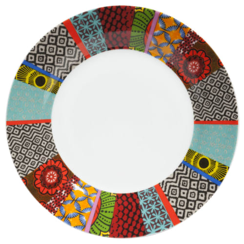 Assiette Plate En Porcelaine Motifs Graphiques Multicolores Janeiro Maisons Du Monde
