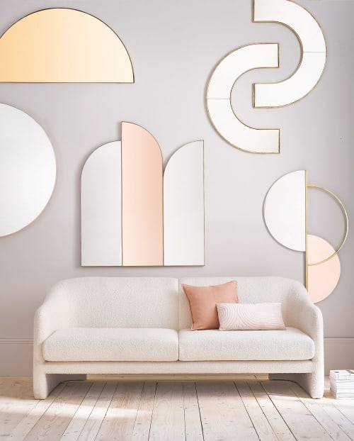 Dekoration Wandspiegel und Barock Spiegel | Asymmetrischer Spiegel aus goldfarbenem Metall, 100x118cm - PV23339