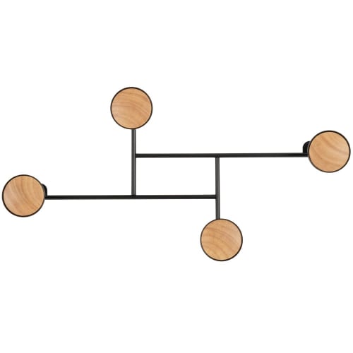Attaccapanni a 4 ganci in legno di hevea marrone e metallo nero WORSLEY