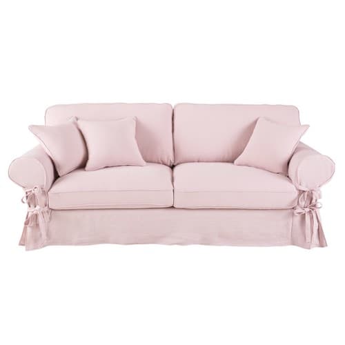 Ausziehbares 3-4-Sitzer-Sofa, Bezug aus rosafarbenem ...
