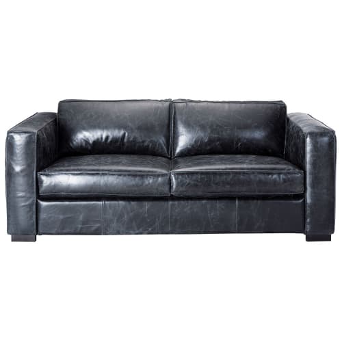 Business Sofas | Ausziehbares 3-Sitzer- Sofa aus Leder, schwarz Berlin - BM48392
