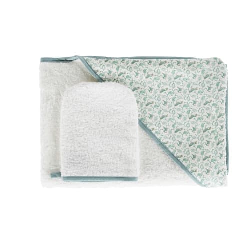 Kids Kapuzenbadetücher für Babys und Bademäntel für Kinder | Baby-Badetuch aus Baumwolle, weiß, grün, blau und orange, Oeko-Tex®, 80x80cm - SO55976