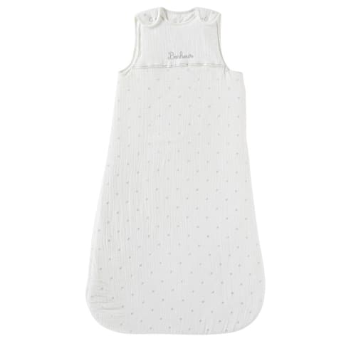 Kids Baby-Schlafsäcke | Babyschlafsack aus Popeline mit Stickerei „Bonheur“, weiß und silberfarben - VH61472