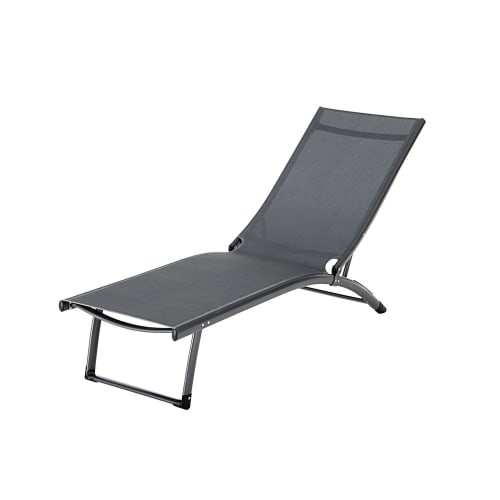 Jardin Bains de soleil et chaises longues | Bain de soleil en aluminium et toile plastifiée gris anthracite - LY54667