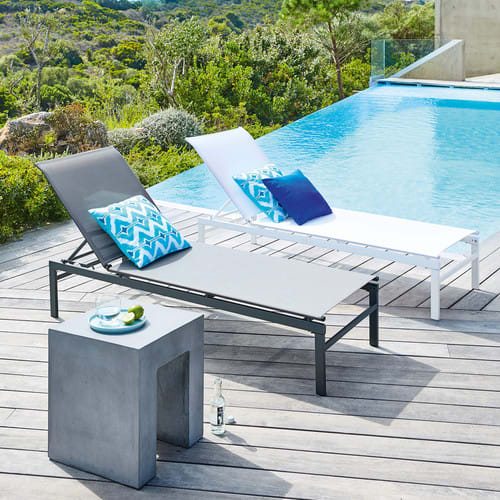 Bain de soleil en métal et toile plastifiée gris anthracite Solar