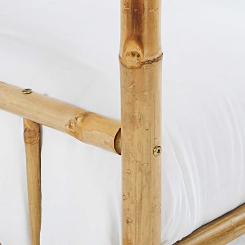 Bamboo and White Fabric 160 x 200 FourPoster Bed Coconut Maisons du