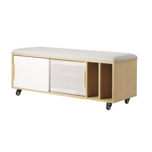 Banco de almacenaje con ruedas y 2 puertas Workshop | Maisons du Monde
