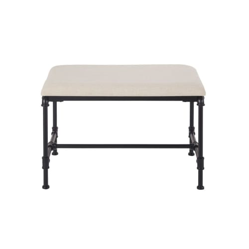 Banco de lino color crudo y metal negro HECTOR | Maisons du Monde