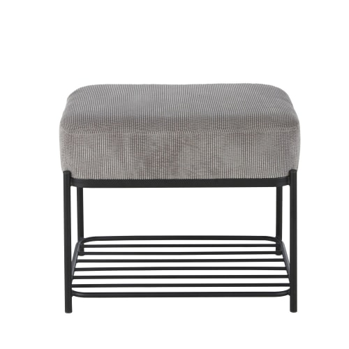 Möbel Sitzbank und Holzbank | Bank aus schwarzem Metall mit Kissen aus grauem Samt - OF51404