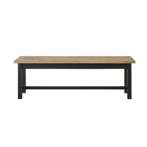 Möbel Sitzbank und Holzbank | Bank aus schwarzem Metall und massivem Mangoholz - JX09196