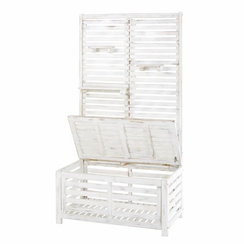 Banktruhe für den Außenbereich mit Regalböden aus massivem Akazienholz