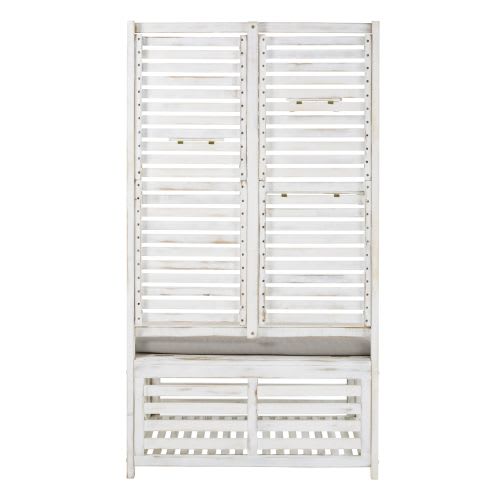 Banktruhe für den Außenbereich mit Regalböden aus massivem Akazienholz