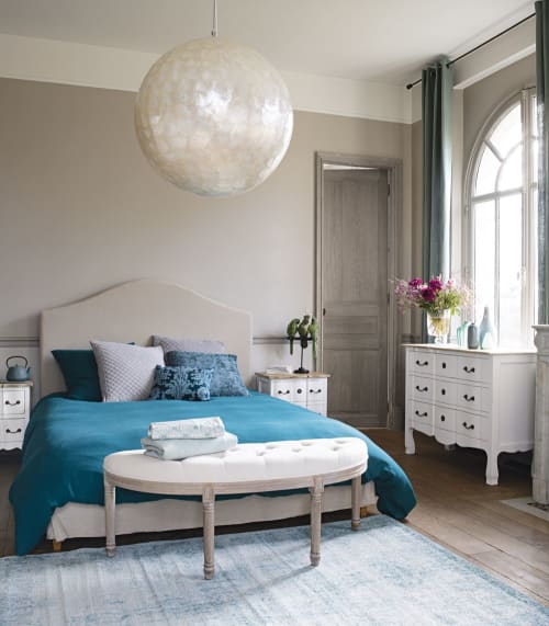 Banquette 2 Places Capitonnee En Coton Et Lin Ecru Augustine Maisons Du Monde