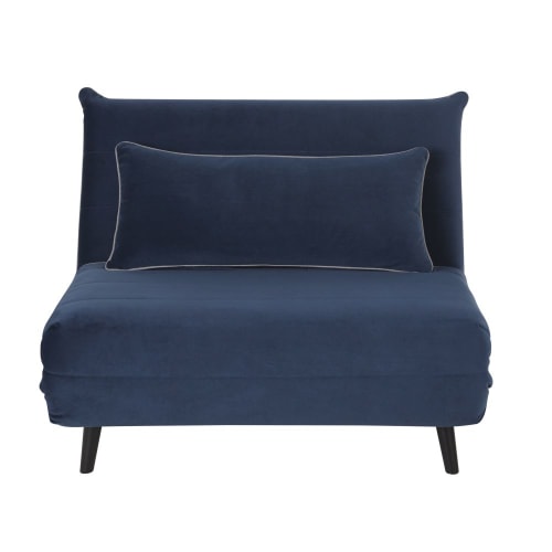 Canapés et fauteuils Clic-clac | Banquette clic-clac 1 place en velours bleu - BW49552