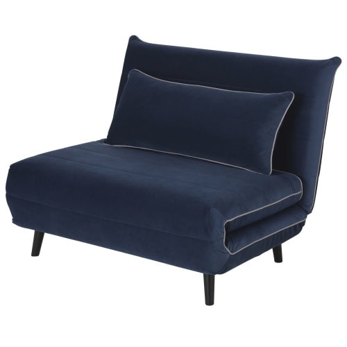 Canapés et fauteuils Clic-clac | Banquette clic-clac 1 place en velours bleu - BW49552
