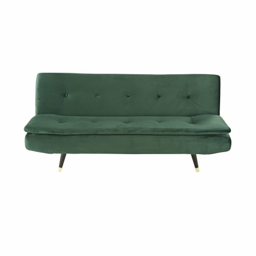 Canapés et fauteuils Clic-clac | Banquette clic-clac 3 places en velours vert - CA06800