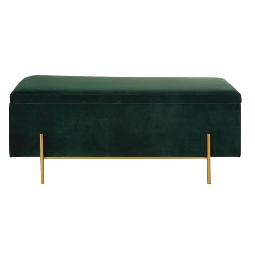 Canapés et fauteuils Banquettes | Banquette coffre en velours vert et métal doré - PQ66644