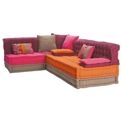 Canapés et fauteuils Banquettes | Banquette d'angle 6 places en coton multicolore - AD13718