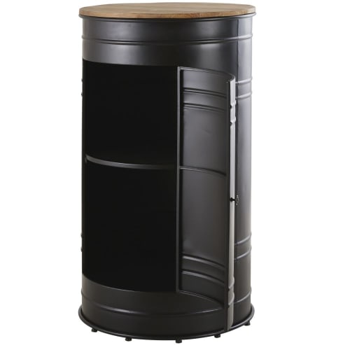 Möbel Bars und Bartische | Barmöbel aus schwarzem Metall und massivem Tannenholz - IW45982
