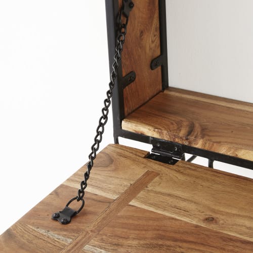 Barregal aus Mangoholz und schwarzem Metall mit Gläserhalter Barregal aus Mangoholz und schwarzem Metall mit Gläserhalter
