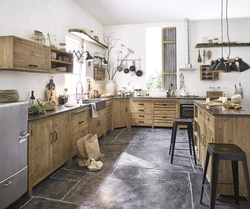 Barregal aus Mangoholz und schwarzem Metall mit Gläserhalter Barregal aus Mangoholz und schwarzem Metall mit Gläserhalter