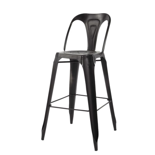 Möbel Barhocker und Barstühle | Barstuhl im Industrial-Stil aus Metall, schwarz - EV28373