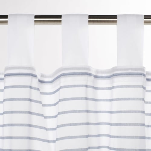 Baumwollvorhang Mit Bindeschleifen Blau Und Weiss 1 Vorhang