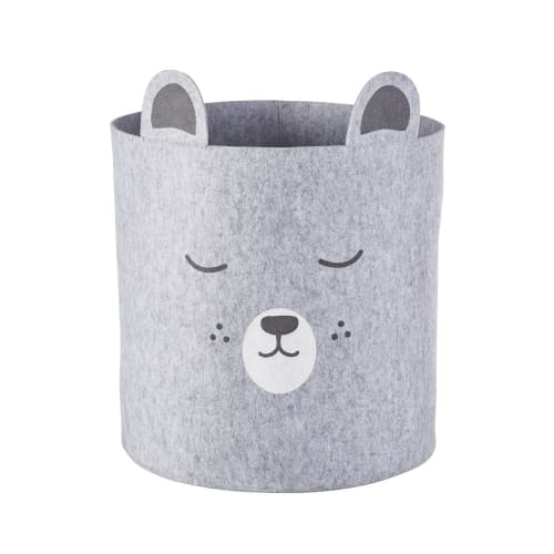 Kids Children's storage boxes and baskets | Bear basket in charcoal grey felt - LZ24703