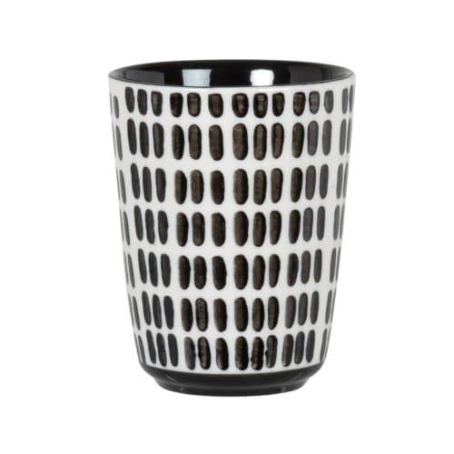 Tischkultur Tassen und Becher | Becher aus Steinzeug mit grafischen Motiven in schwarz und weiß - BG21102