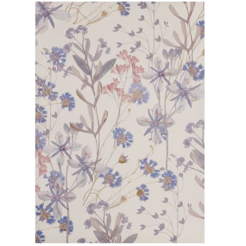 Dekoration Bilder | Bedruckte und bemalte Leinwand mit Blumen, ecru, blau und rosa, 50x70cm - ZQ55734