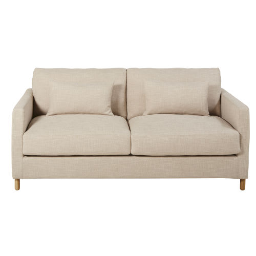 Beige 3 Seater Sofa Bed With 10cm Futon