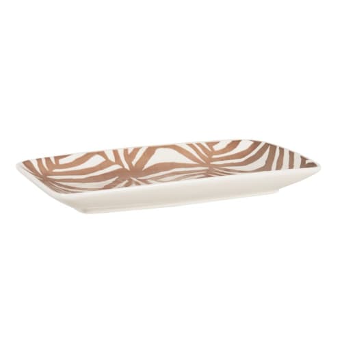 Tableware Serving dishes, plates & bowls | Beige and ecru printed stoneware plate - MI73260