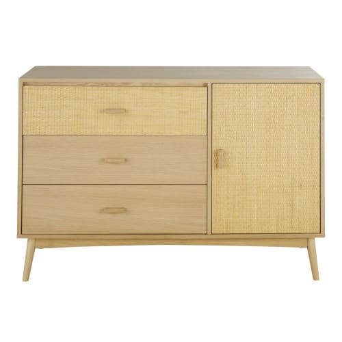 Beige double chest of drawers with 1 door and 3 drawers