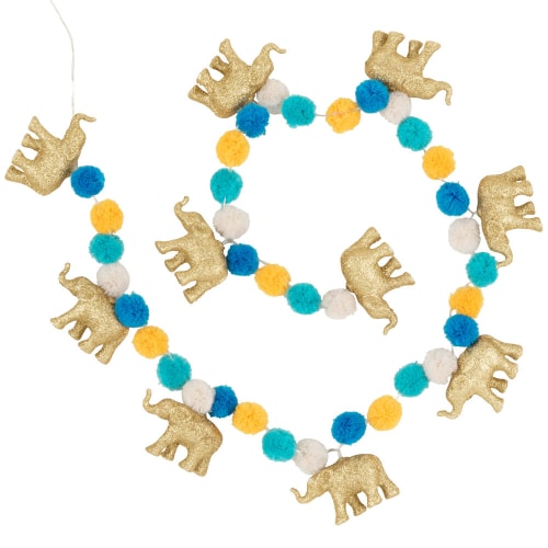 Beige, gold and blue three-LED elephant fairy lights