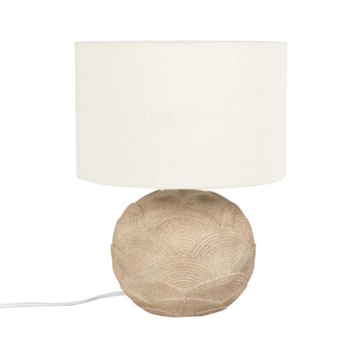 Beige Lamp with White Shade Djanga Maisons du Monde