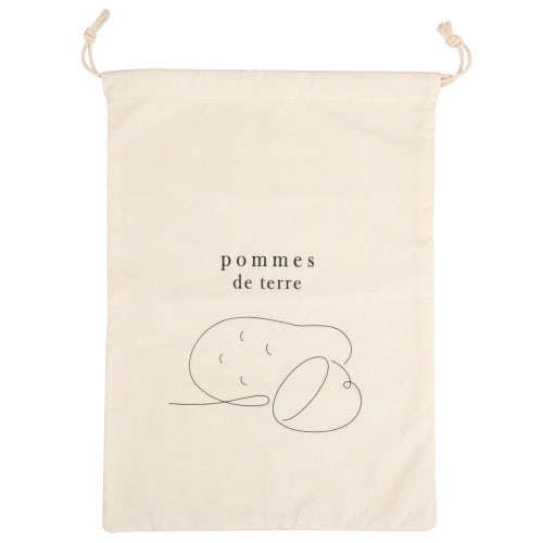Beige printed cotton potato sack - Set of 2