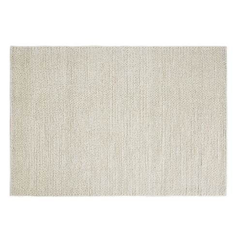 Beige tapijt van katoen en geweven wol met wollen reliëf 200 x 300 cm