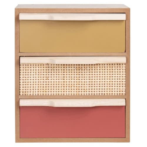 Beige, terracotta and mustard 3-drawer desk storage unit