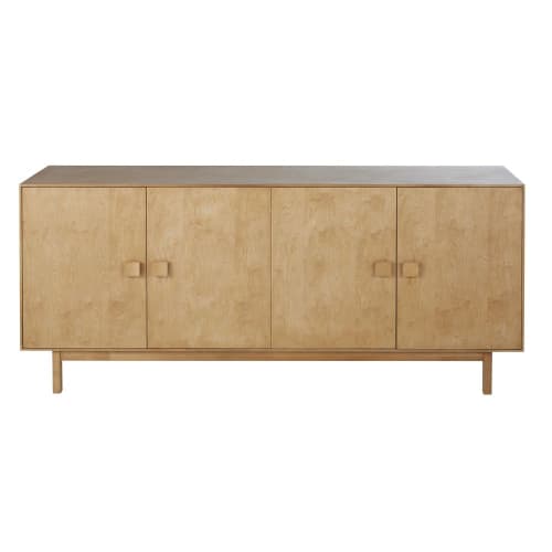 Beige wood sideboard with 4 doors and square handles