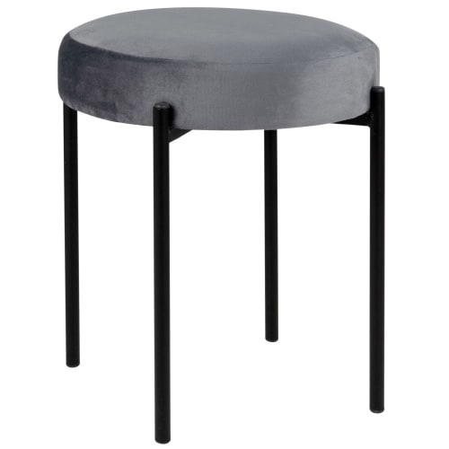 Möbel Hocker und Sitzhocker | Beiger Hocker aus schwarzem Metall - YY11255