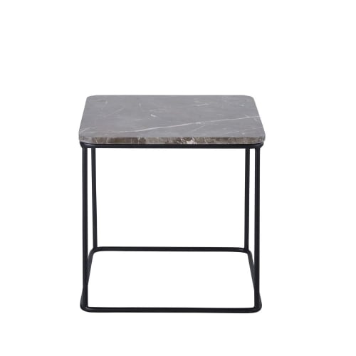 Möbel Beistelltische | Beistelltisch aus braunem Marmor und schwarzem Metall - OU39632