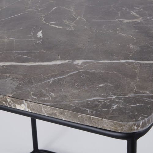 Beistelltisch aus braunem Marmor und schwarzem Metall MARUS | Maisons