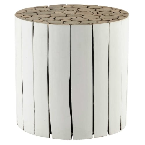 Möbel Beistelltische | Beistelltisch aus Eukalyptus, weiß - XQ02947